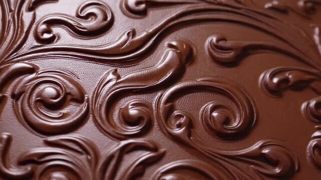 Animal hide material backdrop with intricate rolled design motif surface detail