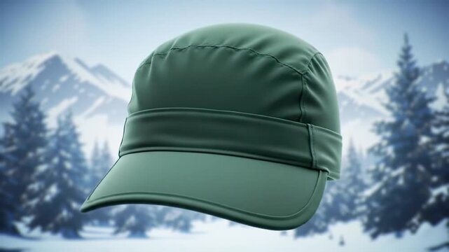 blue winter hat on snow