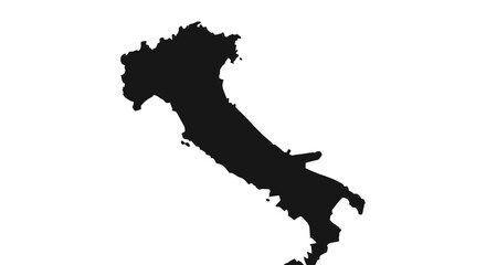 Silhouette of Italy against a white background, showcasing the country's shape.