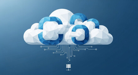 Minimalist cloud network with abstract server icon
