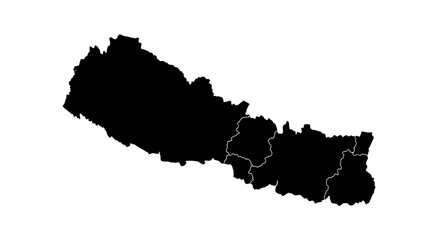 Obraz premium A black silhouette of the country of Nepal, showing its geographical outline.