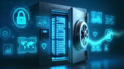 Safe Vault Open Door Data Security Lock Shield Network Protection Technology Access - Powered by Adobe