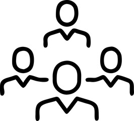 team work vector icon on white or transparent background. teamwork or organisation icons items. Stroke icon collections. Editable Stroke icon collection.