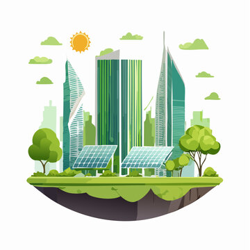 太陽光と緑が息づく未来都市 &mdash; サステナブル建築と再生可能エネルギーのスカイライン