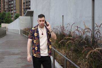 Caucasian adult man urban rooftop outdoor casual pose walk talk activity friend colleague various expression