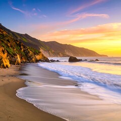 Golden sunset over a tranquil beach