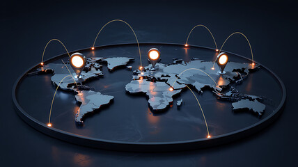 Global network and communication technology illustration with blue globe and digital connections