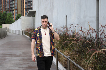 Caucasian adult man urban rooftop outdoor casual pose walk talk activity friend colleague various expression