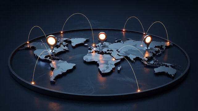 Global network and communication technology illustration with blue globe and digital connections