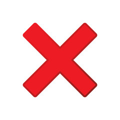 Obraz premium A bold, vibrant red cross symbol, a universally recognized sign for cancellation, error, or incorrectness, set against a clean white background, conveying a clear negative message