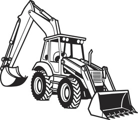 simple large construction vehicle silhouette simplified side view vector set on transparent background	