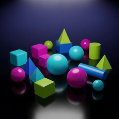 Colorful geometric shapes composition (1)