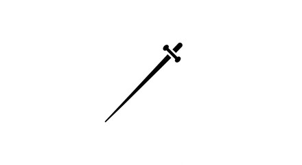 Simple Black Sword Silhouette Against White Background