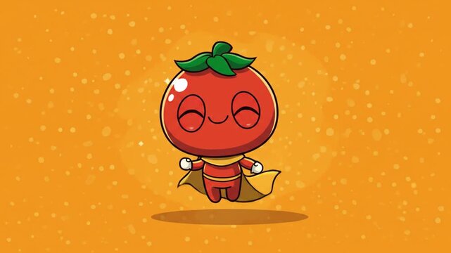 Cute cartoon tomato superhero