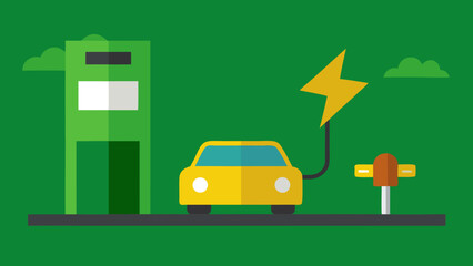 flat vector electric car charging station background