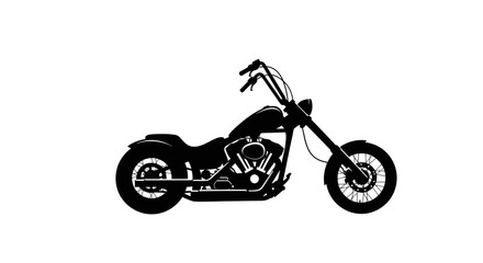 Obraz premium Black silhouette icon of a chopper motorcycle in side view.
