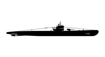Black silhouette icon of a classic U-boat submarine profile.