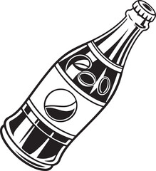 Vintage Cola Bottle Vector Illustration, Retro Soda Drink Glass Bottle Drawing, Hand-Drawn Beverage Icon for Branding and Design