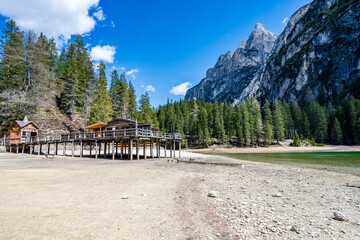 Lake of Braies on the Dolomites, Italy