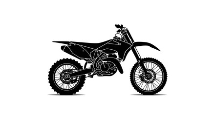 Fototapeta premium Black silhouette icon of a dirt bike in side profile.