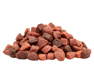 Pile of nutritious dog food kibble ready to serve pet healthy balanced meal