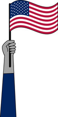 Hand holding American flag illustration