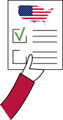 A checklist with a voted check mark and a map of America on the form.