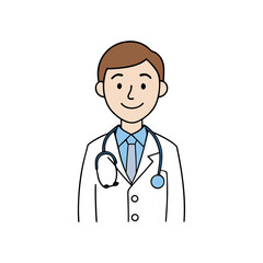 Smiling Cartoon Doctor with Stethoscope Illustration