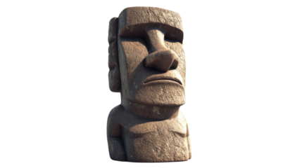 Traditional Wooden Totem Pole Isolated on White Background
