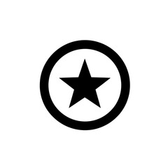 Black silhouette icon of a sharp-edged shield with a star.