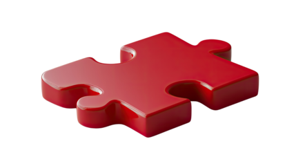 Red Jigsaw Puzzle Piece Isolated on White Background
