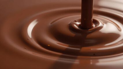 Rich chocolate liquid creates mesmerizing ripples as it flows smoothly, evoking sense of indulgence and delight