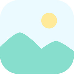 Colorful Image Placeholder Icon with Mountain Landscape. Gallery Photo Template UI Element.