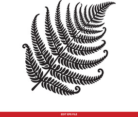 Stylized Black Fern Leaf Silhouette Illustration