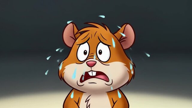 Anxious Hamster Sweating Under Spotlight Feeling Nervous and Scared on Stage.