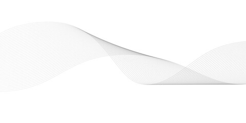 Abstract technology lines on white background. Undulate Grey Wave Swirl, frequency sound wave, twisted curve lines with blend effect, wave with lines created using blend tool.	