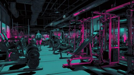 Vibrant Fitness Center: Pop Art Gym with Colorful Equipment