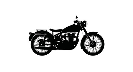 Obraz premium Black Silhouette Icon A vintage motorcycle with round headlight and spoked wheels in side view