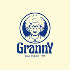 a smiling elderly woman inside a circular frame Logo Design