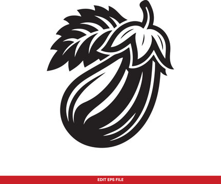 black eggplant with leaves clip art preview