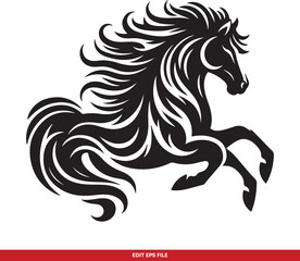 Stylized Rearing Horse Silhouette Vector Illustration