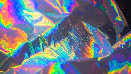Rainbow Holographic Foil Texture With Reflective Highlights