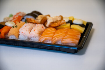 Assortment of Fresh Sushi and Sashimi Dishes