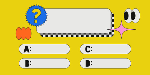 Fototapeta premium Template question and answers in pop art style vector template for quiz game. Social media concept. Vector illustration
