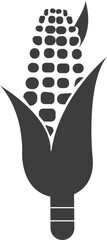 Corn icon. Cob vector. Maize logo. Starch symbol. Vegetable emblem. Agriculture harvest silhouette isolated. Various stages of being husked or with partially removed. some show kernels fully exposed