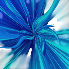 3d abstract blue fractal explosion vibrant light trails transparent background