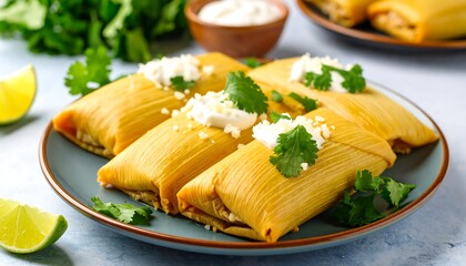 Golden tamales on a plate