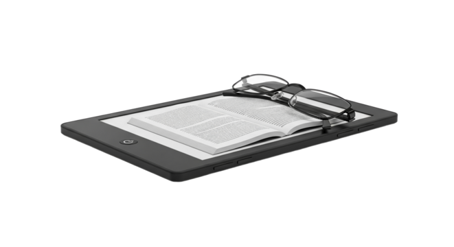 Book and eyeglasses on a platform