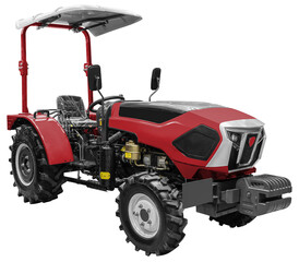 Front view red tractor