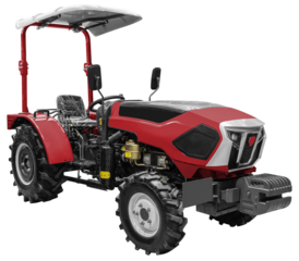 Front view red tractor